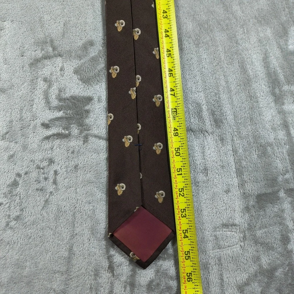 Vintage Briar Tie Mens Rams Head‎ Wildlife Outdoor Horns England Silk 60s